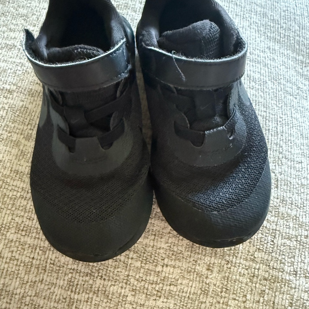 Nike Black Sneakers with Velcro Strap and Perforated Toe